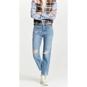 RAILS The Atwater Slouchy Straight Distressed Jeans Light Wash Size 28 Button